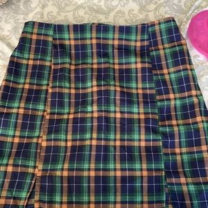 Large plaid mini skirt